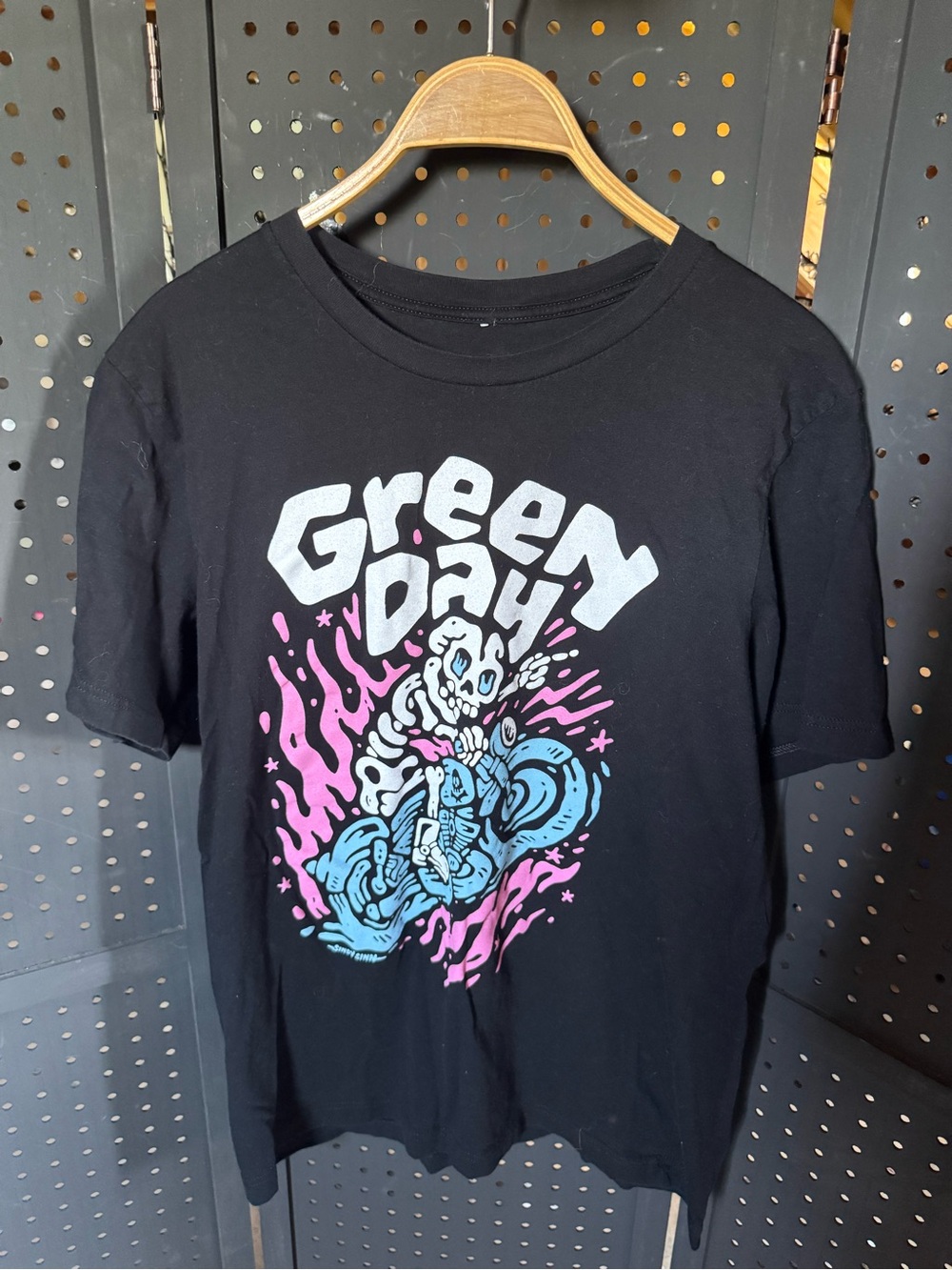 Green Day Black Graphic Band Tee - Pink & Blue Print
